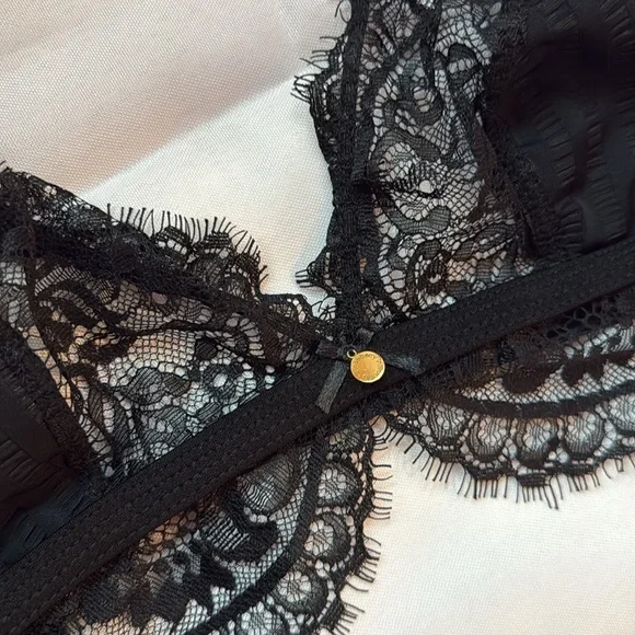 Gooseberry Intimates Bliss Black Lace Triangle Bra and Panty Set - Picture 4 of 5